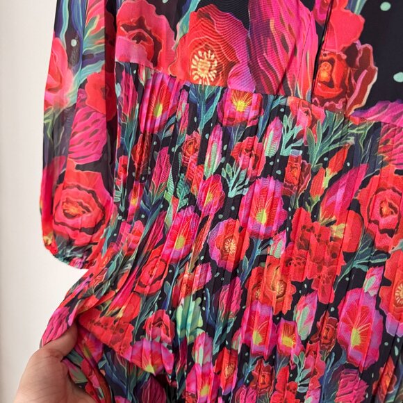 NWT Farm Rio x Anthropologie Pleated Drop-Waist Maxi Dress - Picture 10 of 12